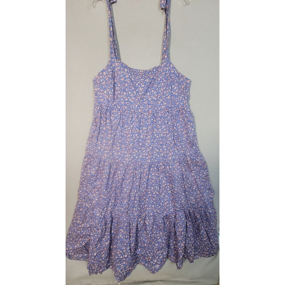 Madewell Summer Dress Womens XXL Blue Floral Cotton Blouson Midi MaxI Lagenlook